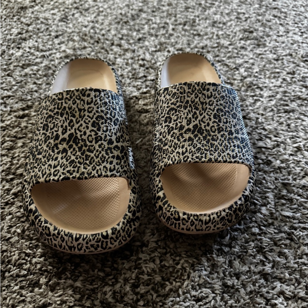 Leopard Print Slide Sandals